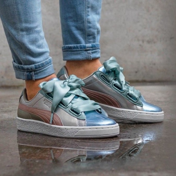 puma basket heart lace up sneaker